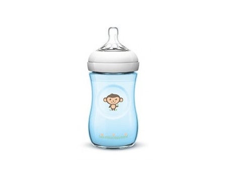 Avent Biberon Natural Silicona Azul Monitos +1m 260ml