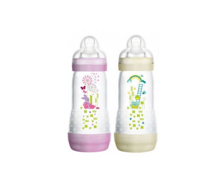 Comprar en oferta MAM Easy Start Anti-Colic Time for Love Pink/Beige 320 ml (x2)