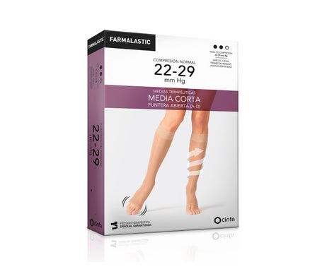 Farmalastic Media Corta Puntera Abierta Talla G Camel 1Par