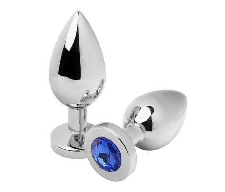 Metal Hard Anal Plug Diamond Azul Medium 7,62cm 1ud