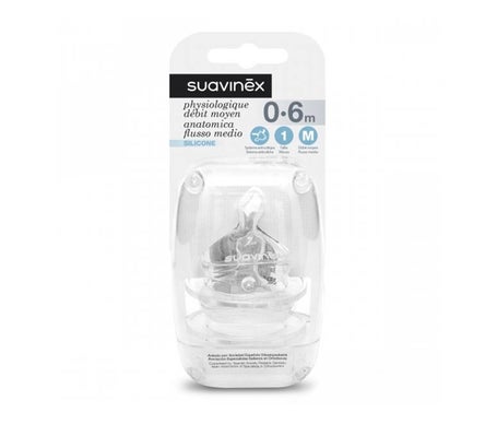 Suavinex Tetina Anatómica Silicona 1M Flujo Medio 0-6m 2uds