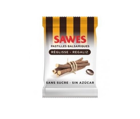 Sawes Pastillas balsámicas sin azúcar sabor Regaliz con Vitamina C en bolsa 50g