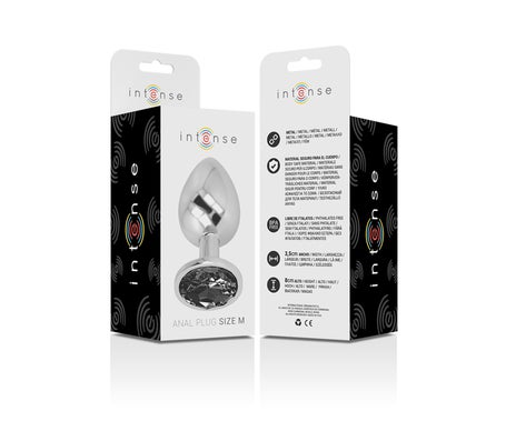 Intense Plug Anal Metal con Cristal Negro Talla M 1ud