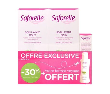 Saforelle Gentle Cleansing Care Intimate Cleansing 500ml lote de 2 + 100ml Gratis