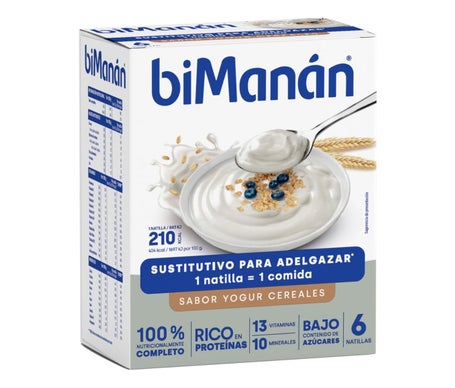 biManán Natillas Sustitutivas Sabor Yogur con Cererales 6uds