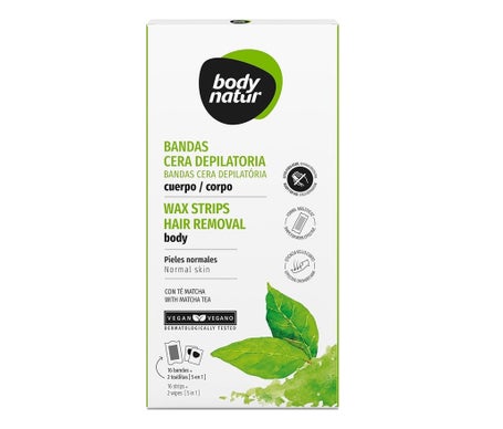 Body Natur Bandas Cera Depilatoria Cuerpo Té Matcha 16 uds