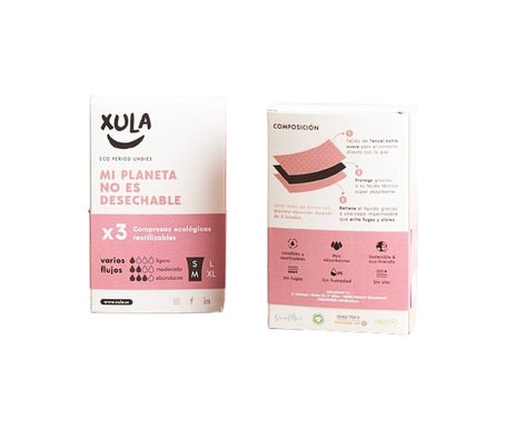 Xula Compresas Reutilizables Varios Flujos L y XL 3uds