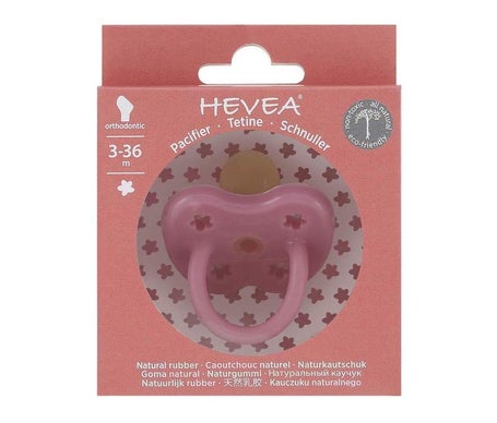 Hevea Chupete Redondo 0 3M Rosa Goma Natural 1ud