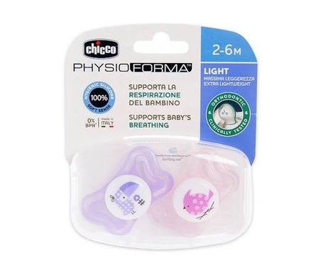 Chicco Chupete Silicona Physio Light Ortodontico Rosa 2-6 M 2 U