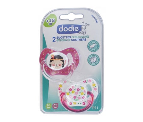 Dodie Baby dummy +18 months pink/blue (x 2) - Chupetes y accesorios