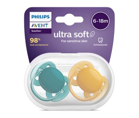 Chupete PHILIPS AVENT Silicona Ultra Soft 0 6 Meses Azul Con Peluche  Snuggle Elefante