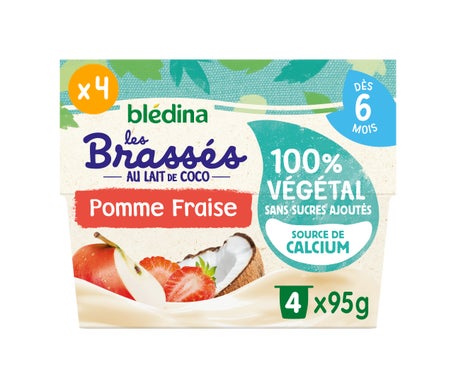 Bledina Les Brasses Leche Coco 100 Vegetal Manzana Fresa 4x95 g