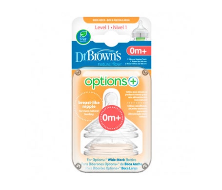 Dr Brown's Tetina de Silicona Boca Ancha +0m 2uds