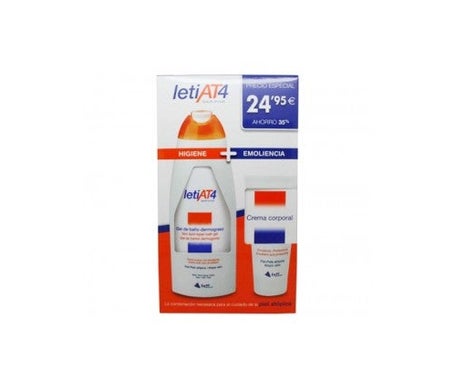 Leti AT4 Piel atópica Pack de Gel de Baño Dermograso de 750ml + Crema Hidratante de 200ml
