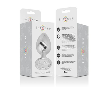 Intense Plug Anal Metal con Cristal Plata Talla L 1ud