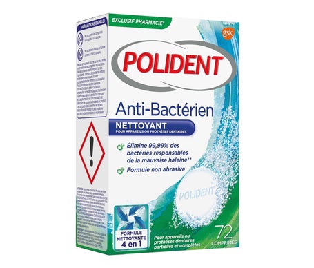 Polident Limpiador Prótesis Anti-Bacteriano Antisarro 72caps