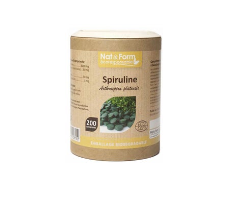 Nat & Form Spirulina Orgánica Vegana Tonus 200 Cápsulas