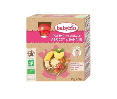 Babybio My Fruits Calabaza de manzana Albaricoque Banana Orgánico 6 meses 4x90g