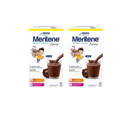 Meritene Junior Batidos de Chocolate Pack de 2 Cajas x 15 Sobres