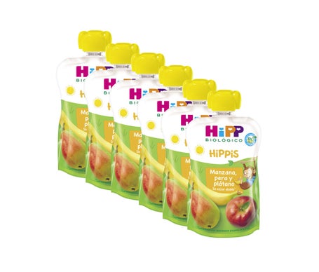 Hipp Pouches Manzana Pera Platano Bio 6x100g
