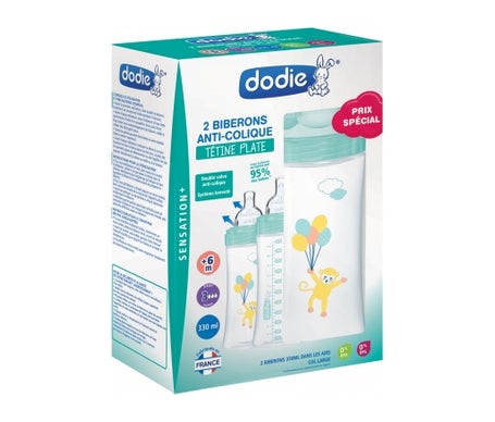 Dodie Sensation Biberón Tetina Plana +6m Aire 2x330ml