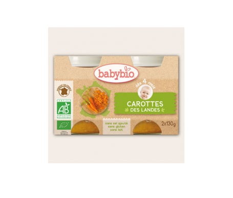 Babybio Zanahoria ecológica de las Landas ds 4 meses 2x130g