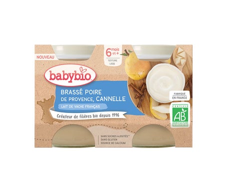 BabyBio Brassé Poire, Cannelle 2 x 130g