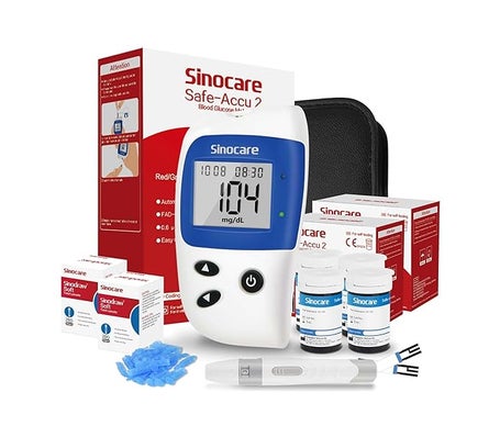 Sinocare Safe-Accu2 Kit Medidor Glucómetro + 100 + Punción