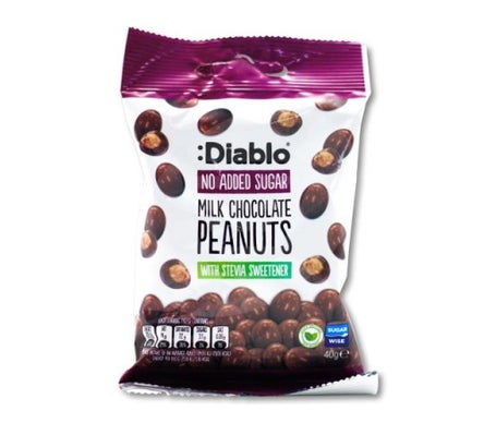 Diablo Cacahuetes Cubiertos de Chocolate con Leche y Stevia 40 g