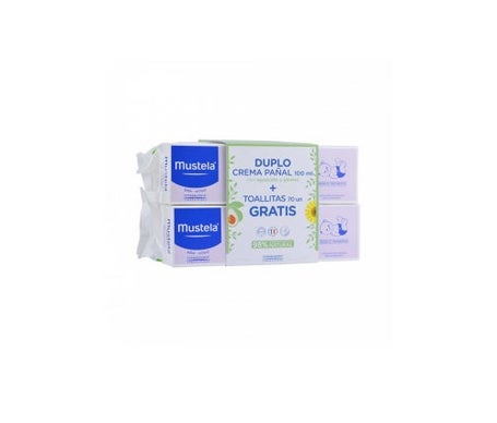 Crema Mustela Pack Duplo Pañal 2x100ml + Toallitas 70uds