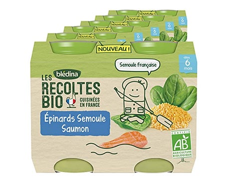 Blédina Baby Food Espinacas Sémola Salmón a partir de 6 meses 2x200g