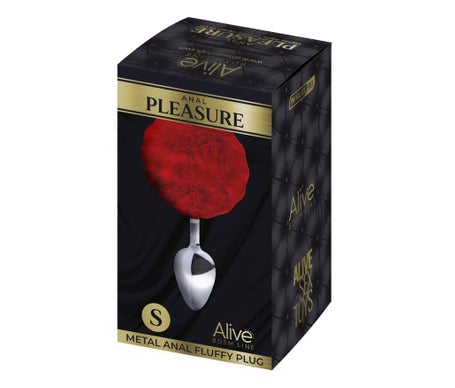 Alive Anal Pleasure Plug Liso Metal Pompón Rojo Talla S 1ud