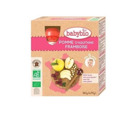 BabyBio Manzana Frambuesa Bio 4x90 gr