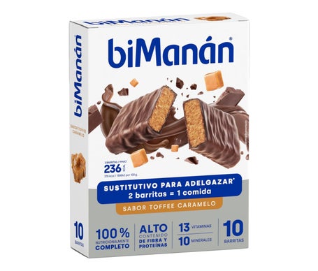 biManán Barritas Sustitutivas Sabor Toffee Caramelo 10uds