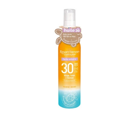 Respectueuse Huile Solaire SPF30 Visage Corps & Cheveux 100ml