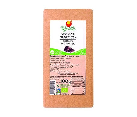 Vegetalia Chocolate Negro 73% Eco Azucar Integral 100g