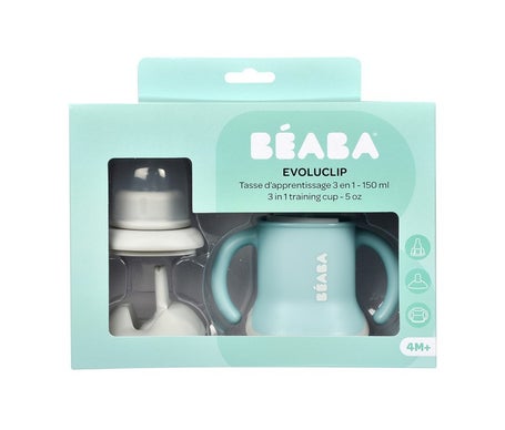 Beaba Taza Evoluclip 3 en 1 Airy Green +4M 150ml