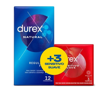 Durex Natural 12uds + Sensitivo Suave 3uds