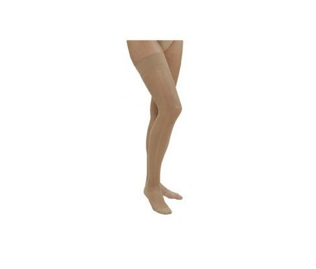 Medilast media larga con blonda color beige T-XL 1par