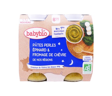 BabyBio Buenas Noches Paté Espinacas Queso 8M+ Bio 2x200g