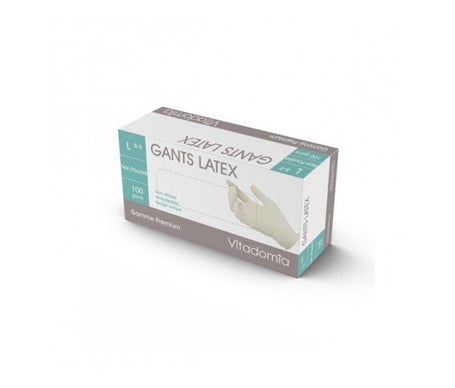 Vitadomia Guantes de Látex Sin Polvo M 7/8 100uds
