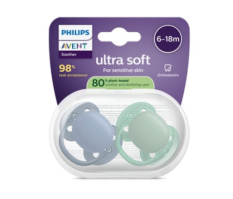 Philips Avent Ultra Soft Chupete Eco 6-18M Green Blue 2uds