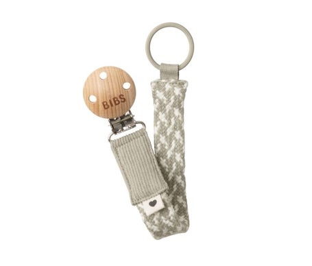 Bibs Paci Braid Dummy Clip Sand Ivory 1ud