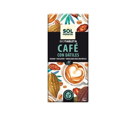 Solnatural Vegan Chocolate With Coffee and Bio Dates 70g