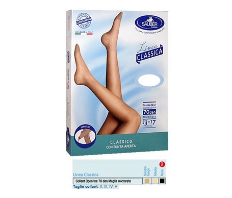 Sauber Open Toe 70 Den Line Tights Black Size 3 1 Par