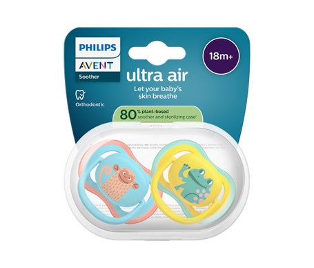 Philips Avent Eco UltAir Chupetes 18M+ Deco Azul Amarillo 2uds