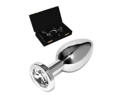Metal Hard Anal Plug Diamond Transparente Small 5.71cm 1ud