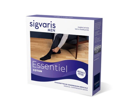 Sigvaris Men Essentiel Coton 2 Media Autofix Negro ML 1 Par