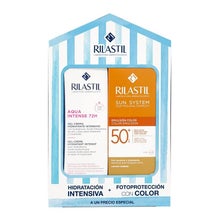 Rilastil Pack Aqua Intense 72h Gel-Crema 40ml +  Sun System Emulsión Solar Facial Color SPF50+ 40ml