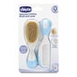 Chicco Pack Cepillo y Peine de Pelo Natural Azul 0m+